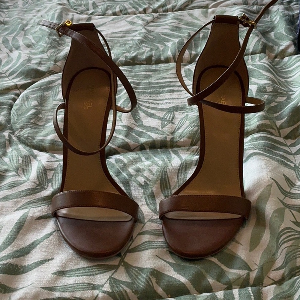 Elegant Brown Michael Kors Strappy Heels Size 10